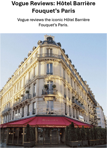 Vogue Reviews: Hôtel Barrière Fouquet’s Paris