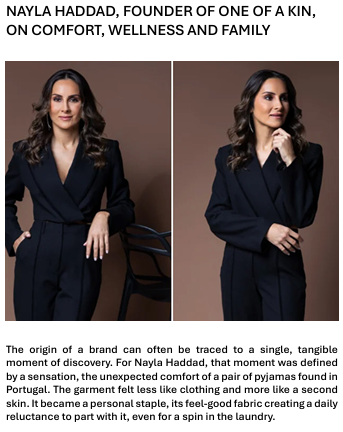 Nayla Haddad, founder of One of a Kin, on comfort, wellness and family