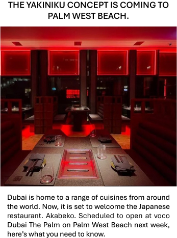 The yakiniku concept is coming to Palm West Beach.
